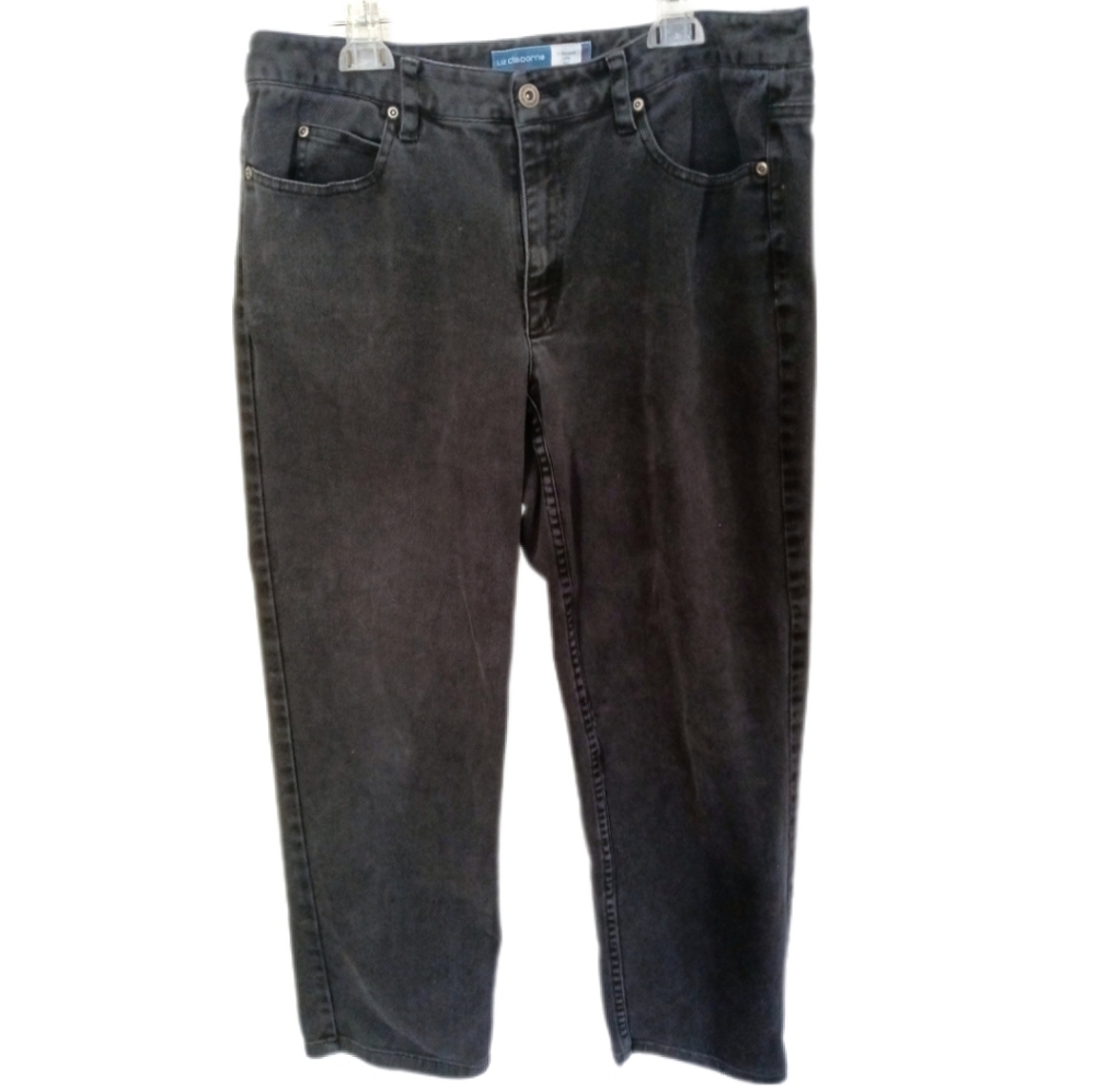 Vintage :: Liz Claiborne Black Women's Size 14R High Waisted Straight Leg Jeans